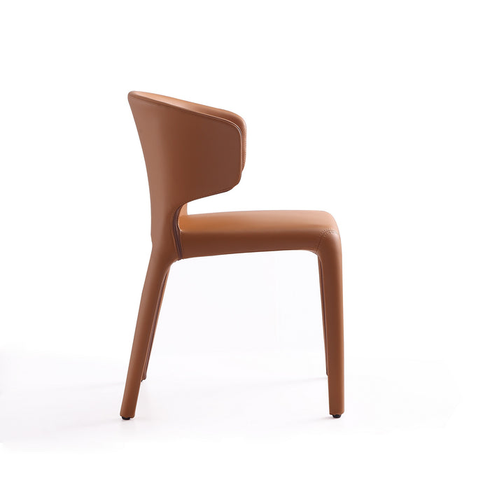 Manhattan Comfort Set of 2 Conrad Faux Leather Dining Chairs - Saddle