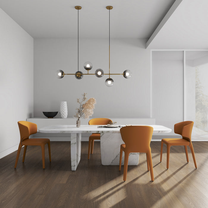 Manhattan Comfort Set of 2 Conrad Faux Leather Dining Chairs - Saddle