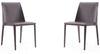 Manhattan Comfort Set of 2 Paris Saddle Leather Dining Chairs - Grey