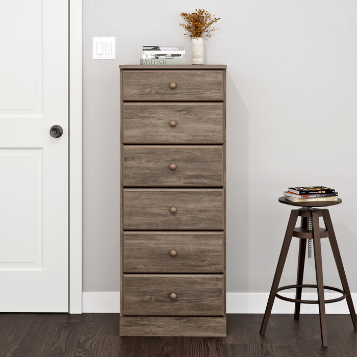 Astrid 6-Drawer Tall Chest - Drifted Grey