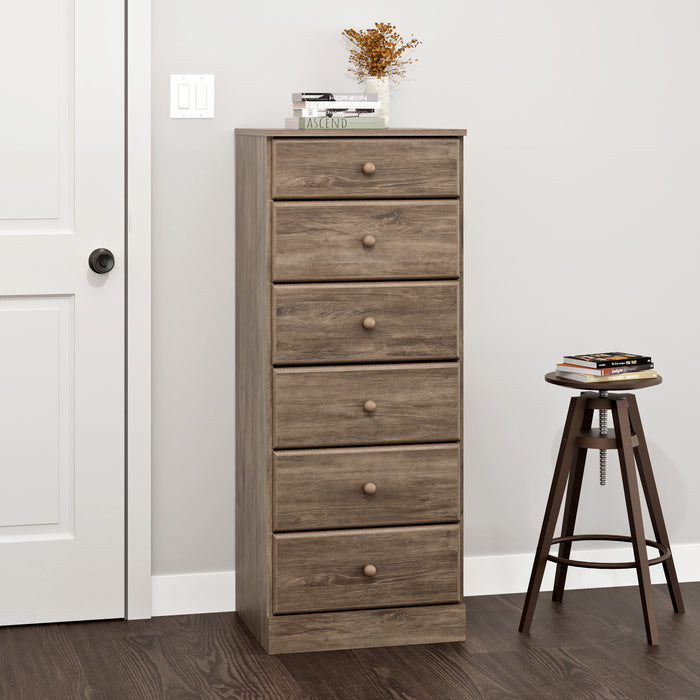 Astrid 6-Drawer Tall Chest - Drifted Grey