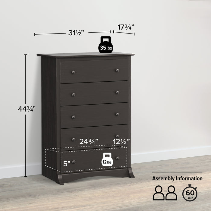 Jade 5-Drawer Chest - Washed Black
