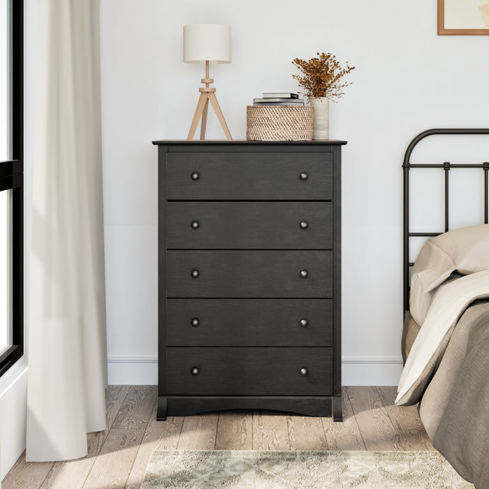 Jade 5-Drawer Chest - Washed Black