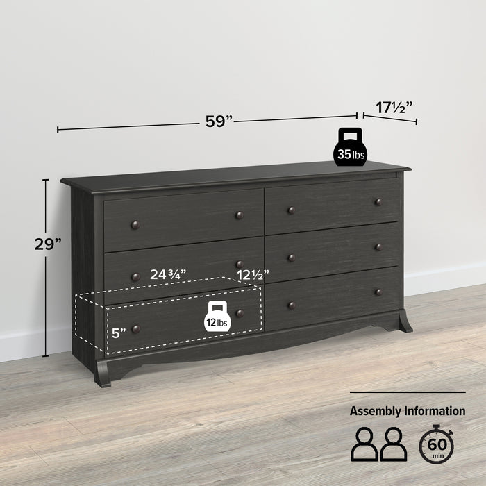 Jade 6-Drawer Chest - Washed Black