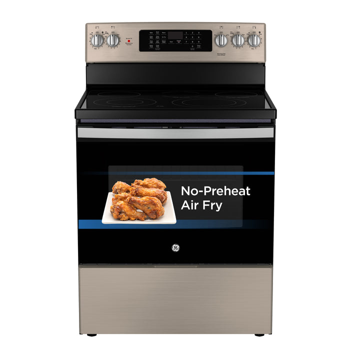 GE 5 Cu. Ft. Electric Range with True European Convection and Air Fry - Slate - JCB840ETES