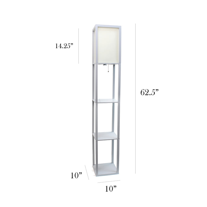 Simple Designs Floor Lamp with Shelf - Grey