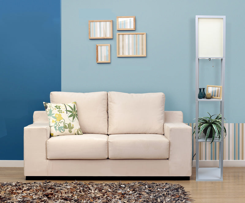 Simple Designs Floor Lamp with Shelf - Grey