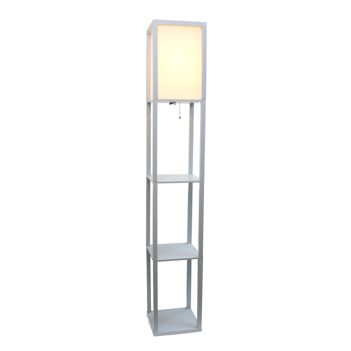 Simple Designs Floor Lamp with Shelf - Grey