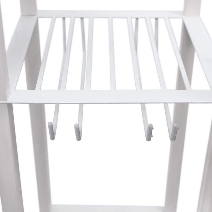 Simple Designs Floor Lamp with Shelf and Wine Rack - White