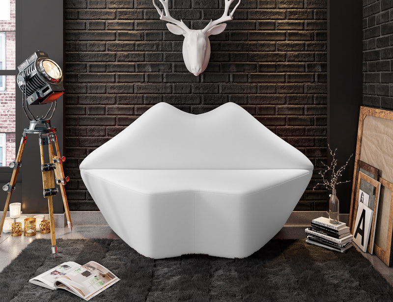 Manhattan Comfort Kiss 61.8\" Faux Leather Loveseat - White