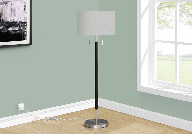 60\" Nickel Metal Floor Lamp