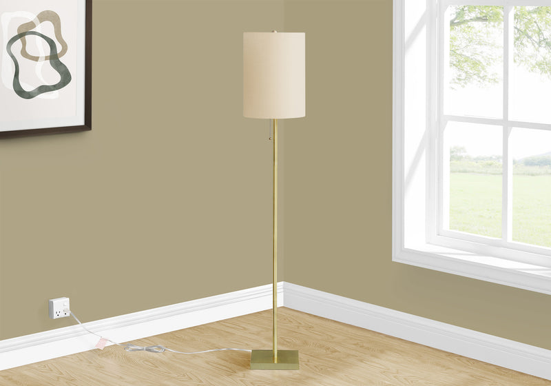 62\" Brass Metal Floor Lamp