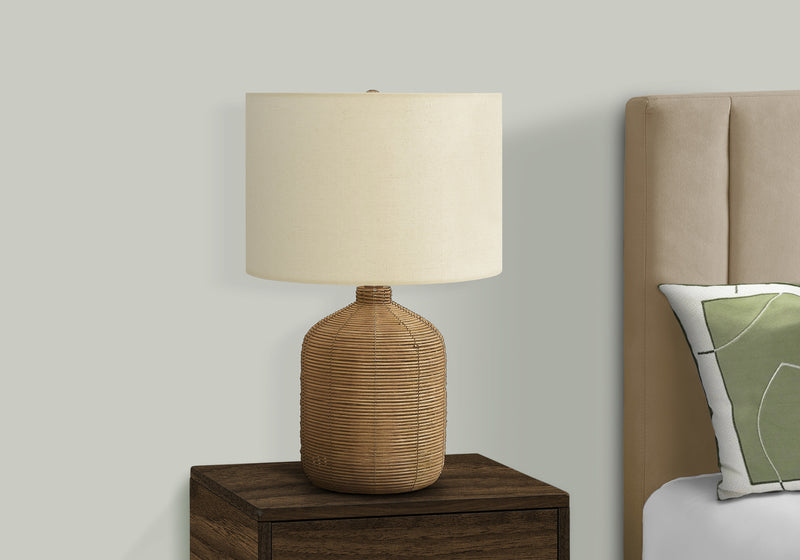 23\" Brown Rattan Table Lamp