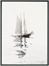 Minimal Boat Framed Acrylic Painting - 31.25\" x 41.25\"
