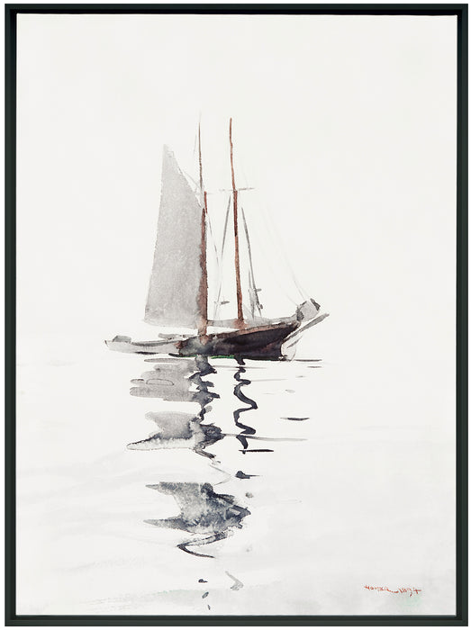 Minimal Boat Framed Acrylic Painting - 31.25\" x 41.25\"