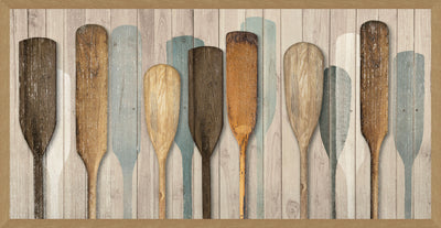 Boat Paddles Framed Linen Textured Artwork - 26" x 50"|Œuvre d’art en lin texturée et encadrée « Boat Paddles » - 26 po x 50 po
