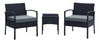 Manhattan Comfort Noli Steel Rattan 3-Piece Patio Conversation Set - Grey