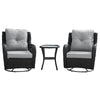 Manhattan Comfort Fruttuo Swivel Steel Rattan 3-Piece Patio Conversation Set - Grey