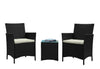 Manhattan Comfort Imperia Steel Rattan 3-Piece Patio Conversation Set - Cream