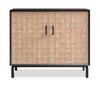 Alenna 36\" 2-door Accent Cabinet with Adjustable Shelves and Black Hardware - Black and Weathered White