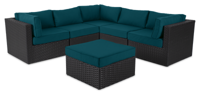 Barbados 6-Piece Patio Set with Ottoman – Blue | Ensemble Barbados 6 pièces pour la terrasse avec pouf - bleu