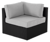 Barbados Corner Outdoor Patio Chair - Hand-Woven Resin Wicker, UV & Weather Resistant - Black/Grey
