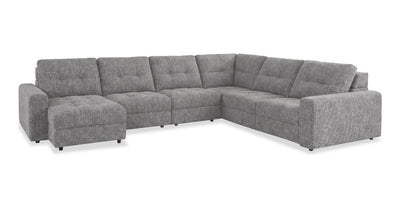 Scott Living Elevate Modular 6-Piece Left-Facing Chenille Fabric Power Reclining and Sliding Sectional - Grey | Sofa sectionnel modulaire à coulissement et inclinaison électriques de gauche Elevate de Scott Living 6 pièces en tissu de chenille - gris