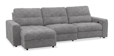 Scott Living Elevate Modular 3-Piece Left-Facing Chenille Fabric Power Reclining and Sliding Sectional - Grey | Sofa sectionnel modulaire à coulissement et inclinaison électriques de gauche Elevate de Scott Living 3 pièces en tissu de chenille - gris