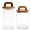 Glass 2-Piece Storage Set with Acacia Wood Lids