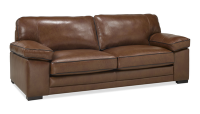 Rodeo 91” Top-Grain Genuine Leather Sofa with Removable Cushions – Chestnut | Sofa Rodeo de 91 po en cuir véritable de qualité supérieure avec coussins amovibles - marron