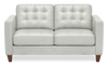 Theo 62\" Top-Grain Genuine Leather Loveseat with Removable Back Cushion and Wood Feet – Blue