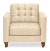 Theo 37\" Top-Grain Genuine Leather Chair with Removable Back Cushion and Wood Feet – Stone