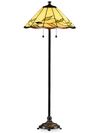 Wisteria 62\" Fallhouse Tiffany Floor Lamp with Amber Shade – Antique Bronze