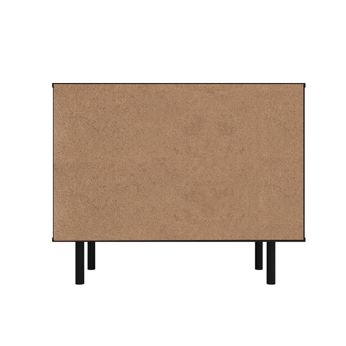 Manhattan Comfort Mid-Century Modern Liam Sideboard with 4 Shelves - Black & Brown