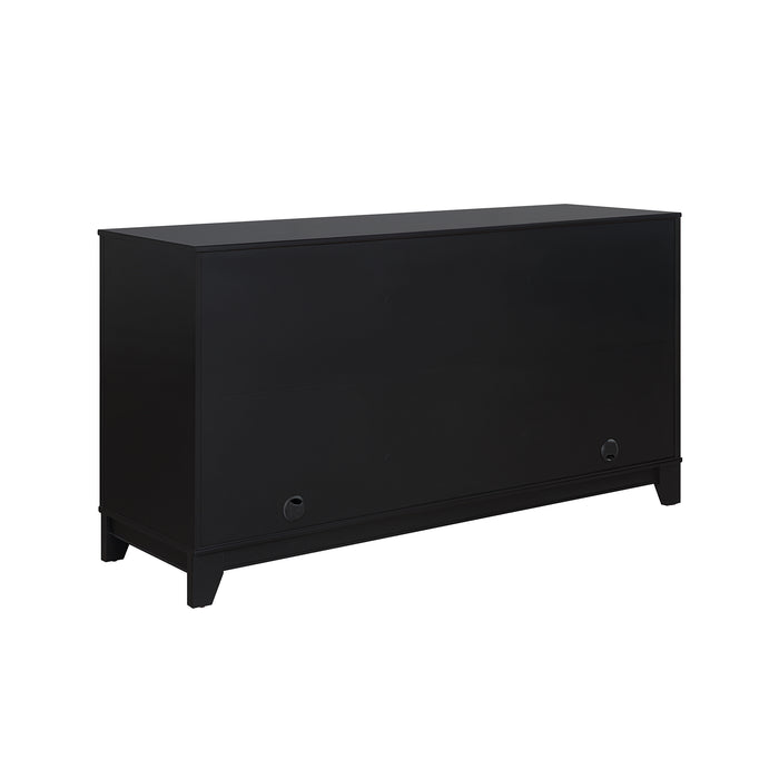 Manhattan Comfort Sheridan 59.05” Modern Cane Sideboard with Adjustable Shelves - Black