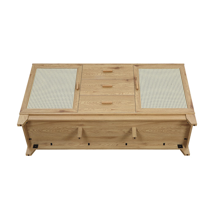 Manhattan Comfort Sheridan 59.05” Modern Cane Sideboard with Adjustable Shelves - Natural