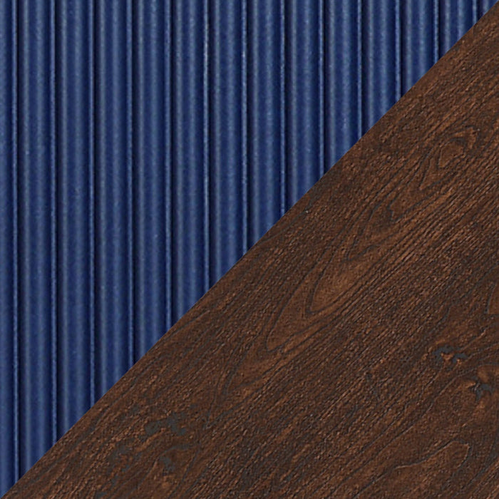 Manhattan Comfort Duane 59.05” Modern Ribbed Sideboard with Adjustable Shelves - Dark Brown & Navy