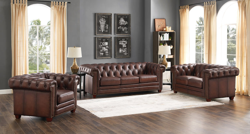 Hydeline Standwood Leather Loveseat - Brown