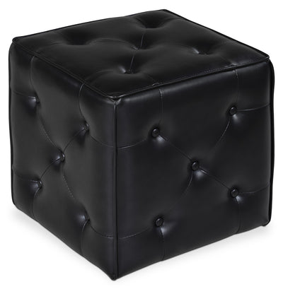 Talbott 17.5" Cube Ottoman - Black Faux Leather|Pouf cubique Talbott de 17,5 po - similicuir noir