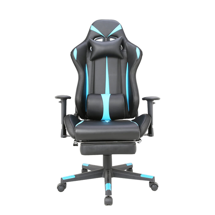 Tygerclaw PU Gaming Office Chair with Lumbar Pillow & Leg Rest - Blue