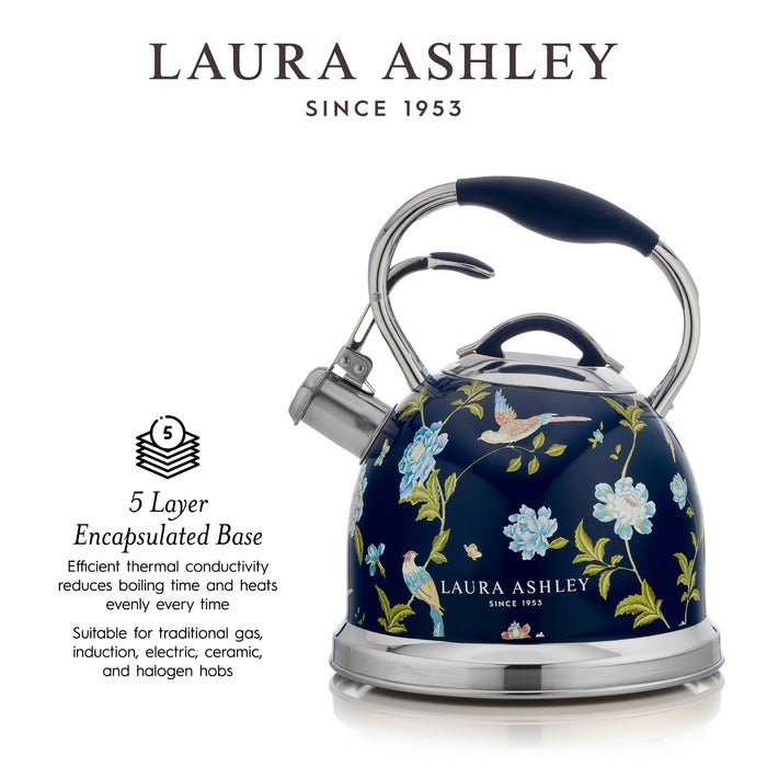 Laura Ashley Stainless Steel Stovetop Elveden Navy Tea Kettle - VQ-SBNK057-LAEN-CA