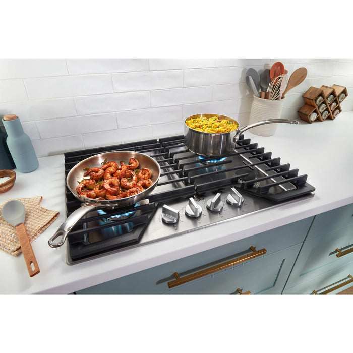 Whirlpool 36\" Gas Cooktop with Fifth Burner and EZ-2-Lift™ Hinged Cast-Iron Grates - WCGK5036PB