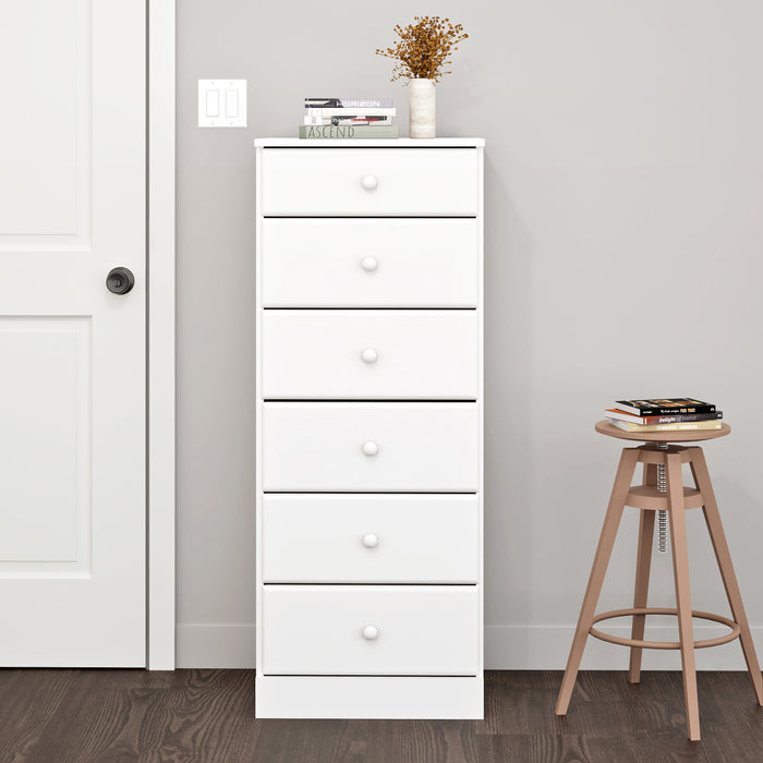 Astrid 6-Drawer Tall Chest - White