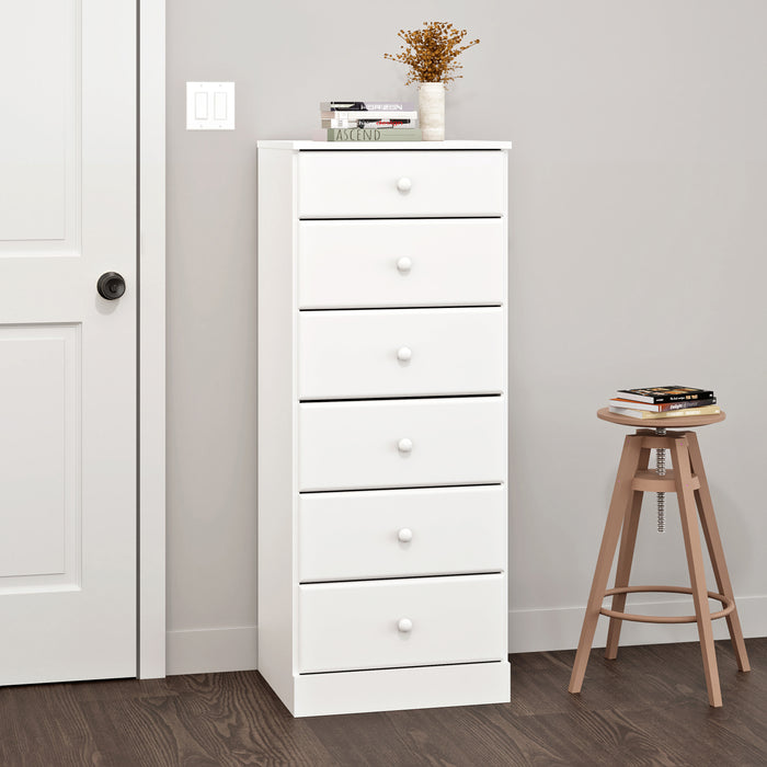 Astrid 6-Drawer Tall Chest - White
