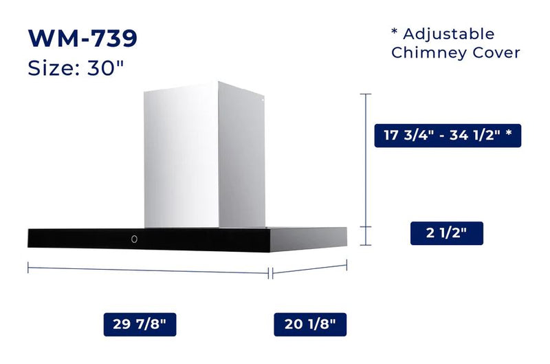 Hauslane Chef 30\" Convertible Wall Mount Range Hood - WM-739SS-30