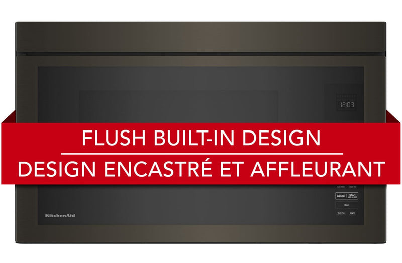 KitchenAid 1.1 Cu. Ft. Flush Over-the-Range Microwave with 900 Watts Cooking - Black Stainless - YKMMF330PBS