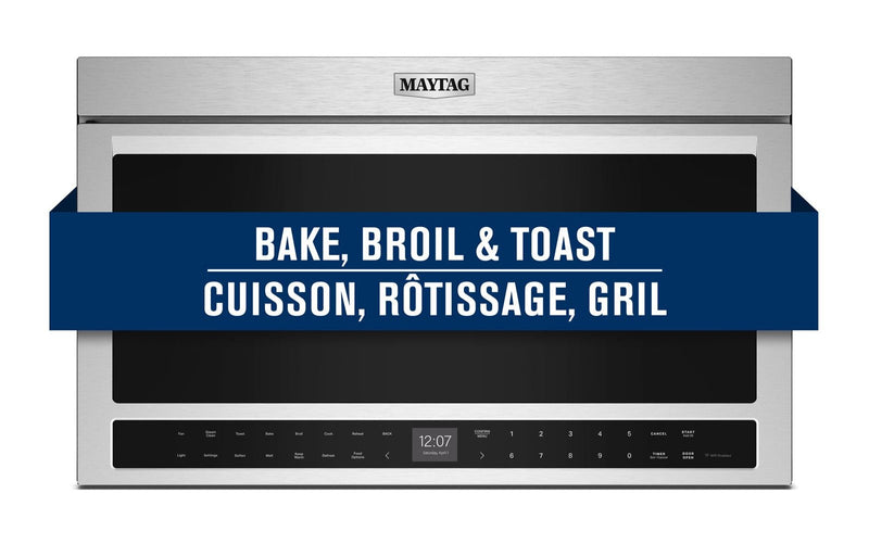 Maytag 1.1 Cu. Ft. Flush Mount Over-the-Range Microwave-Toaster Oven - Stainless Steel - YMMMF8030PZ
