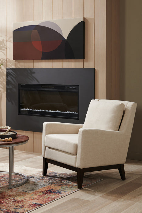 Adel 28.5\" Linen-Look Fabric Accent Chair with Wood Base - Beige