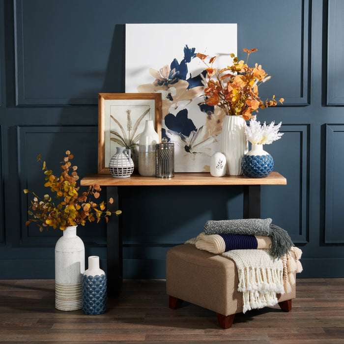 Agra 51\" Rustic Sofa Table - Brown and Black with Iron Legs