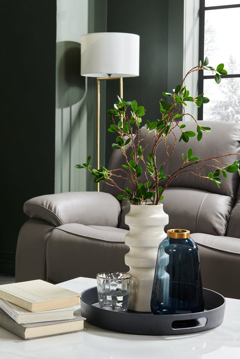 Alexis 60\" Antiqued-Brass and Stone Floor Lamp